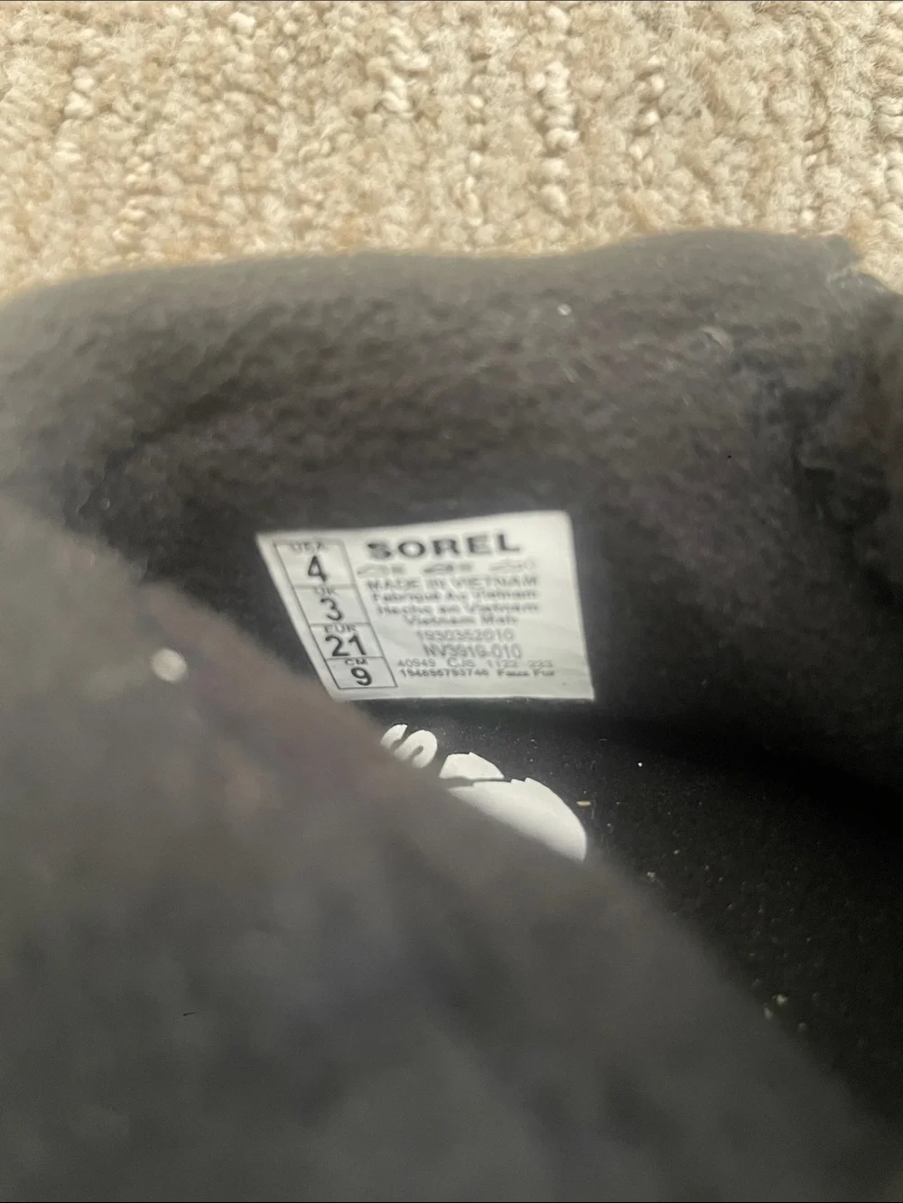 Sorel Kids Black Waterproof Hook-and-Loop Snow Boots with White Midsole
